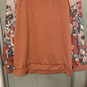BiBi Rust Floral Sleeve Top